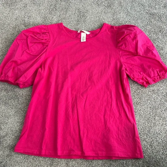 H&M Fuchsia Puff Sleeve Blouse - Picture 1 of 2